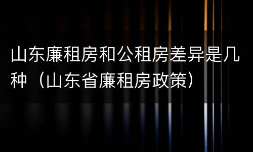 山东廉租房和公租房差异是几种（山东省廉租房政策）