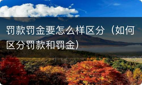 罚款罚金要怎么样区分（如何区分罚款和罚金）