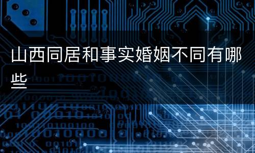 山西同居和事实婚姻不同有哪些