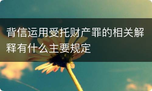 背信运用受托财产罪的相关解释有什么主要规定