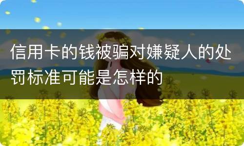 信用卡的钱被骗对嫌疑人的处罚标准可能是怎样的