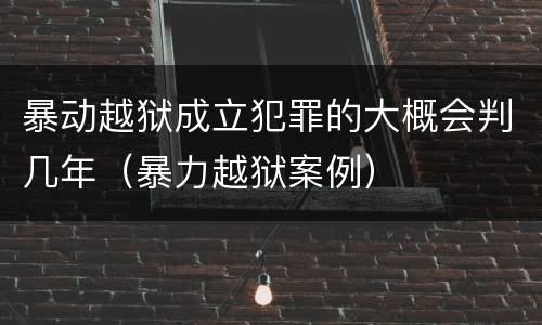 暴动越狱成立犯罪的大概会判几年（暴力越狱案例）