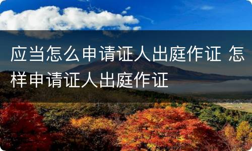 应当怎么申请证人出庭作证 怎样申请证人出庭作证