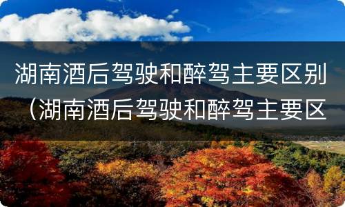 湖南酒后驾驶和醉驾主要区别（湖南酒后驾驶和醉驾主要区别在哪）