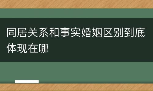 同居关系和事实婚姻区别到底体现在哪