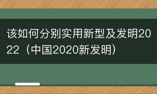 该如何分别实用新型及发明2022（中国2020新发明）