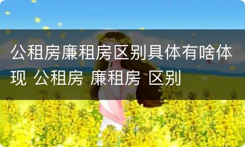 公租房廉租房区别具体有啥体现 公租房 廉租房 区别