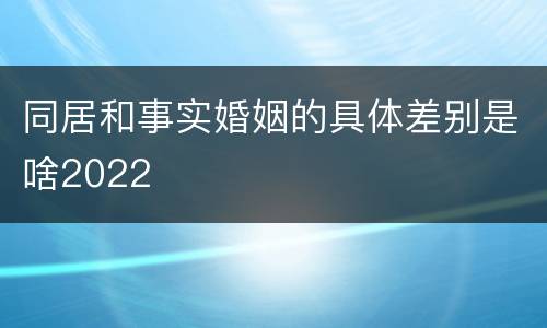 同居和事实婚姻的具体差别是啥2022