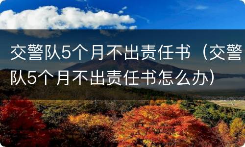 交警队5个月不出责任书（交警队5个月不出责任书怎么办）