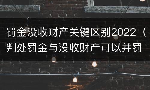 罚金没收财产关键区别2022（判处罚金与没收财产可以并罚吗）