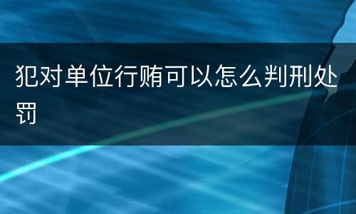 犯对单位行贿可以怎么判刑处罚
