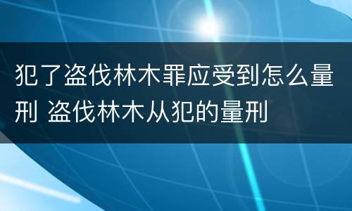 犯了盗伐林木罪应受到怎么量刑 盗伐林木从犯的量刑
