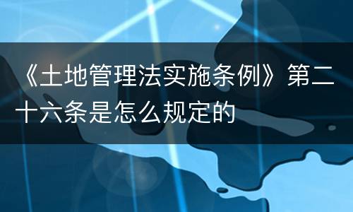 《土地管理法实施条例》第二十六条是怎么规定的