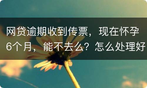 网贷逾期收到传票，现在怀孕6个月，能不去么？怎么处理好，现在也没能力还款