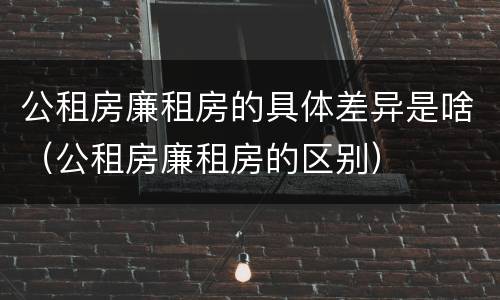 公租房廉租房的具体差异是啥（公租房廉租房的区别）