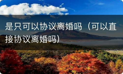 是只可以协议离婚吗（可以直接协议离婚吗）