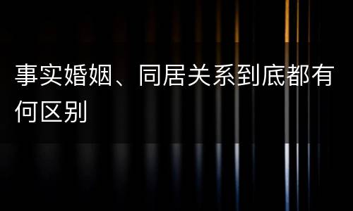 事实婚姻、同居关系到底都有何区别