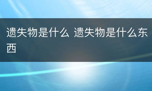遗失物是什么 遗失物是什么东西