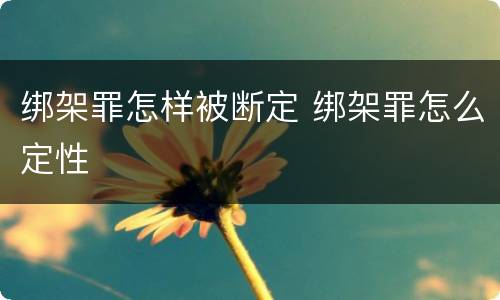 绑架罪怎样被断定 绑架罪怎么定性