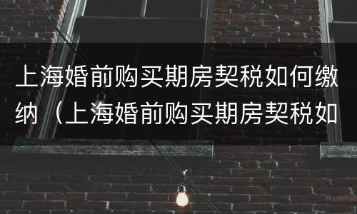上海婚前购买期房契税如何缴纳（上海婚前购买期房契税如何缴纳的）