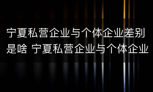 宁夏私营企业与个体企业差别是啥 宁夏私营企业与个体企业差别是啥样的