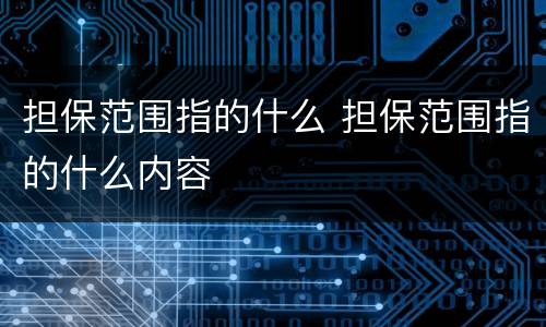 担保范围指的什么 担保范围指的什么内容