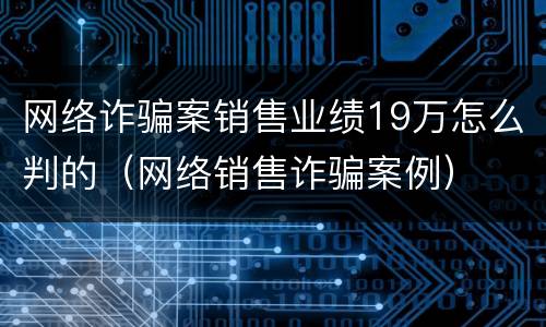 网络诈骗案销售业绩19万怎么判的（网络销售诈骗案例）