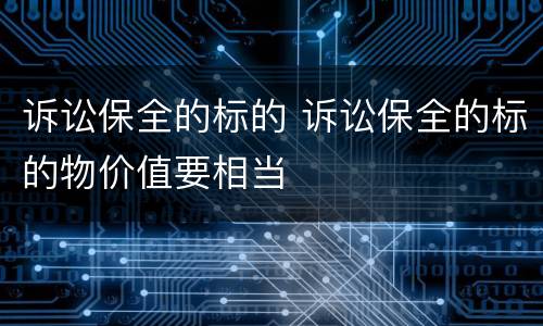 诉讼保全的标的 诉讼保全的标的物价值要相当