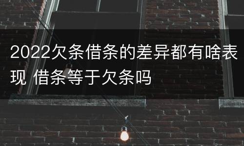 2022欠条借条的差异都有啥表现 借条等于欠条吗