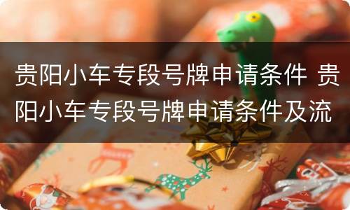 贵阳小车专段号牌申请条件 贵阳小车专段号牌申请条件及流程