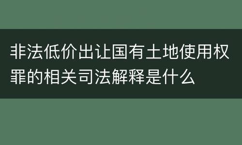 非法低价出让国有土地使用权罪的相关司法解释是什么