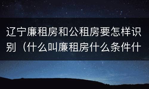辽宁廉租房和公租房要怎样识别（什么叫廉租房什么条件什么叫公租房）