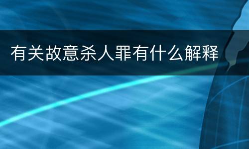 有关故意杀人罪有什么解释