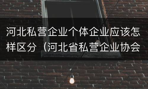 河北私营企业个体企业应该怎样区分（河北省私营企业协会）