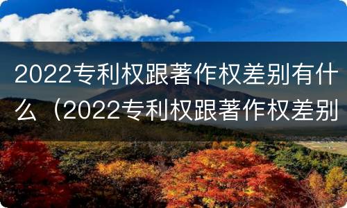 2022专利权跟著作权差别有什么（2022专利权跟著作权差别有什么不同）