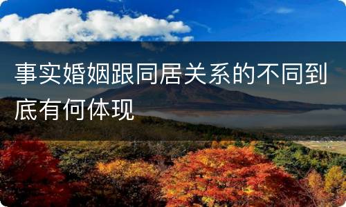 事实婚姻跟同居关系的不同到底有何体现