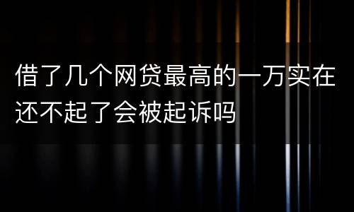 借了几个网贷最高的一万实在还不起了会被起诉吗