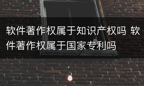 软件著作权属于知识产权吗 软件著作权属于国家专利吗