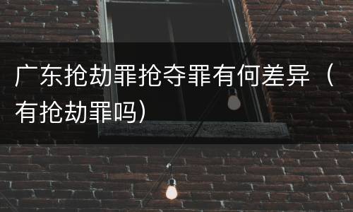 广东抢劫罪抢夺罪有何差异（有抢劫罪吗）
