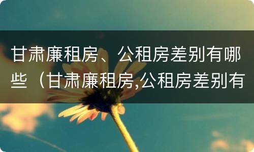甘肃廉租房、公租房差别有哪些（甘肃廉租房,公租房差别有哪些呢）