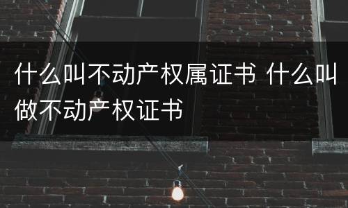 什么叫不动产权属证书 什么叫做不动产权证书
