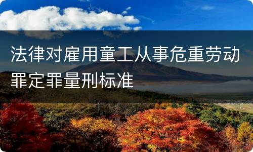 法律对雇用童工从事危重劳动罪定罪量刑标准
