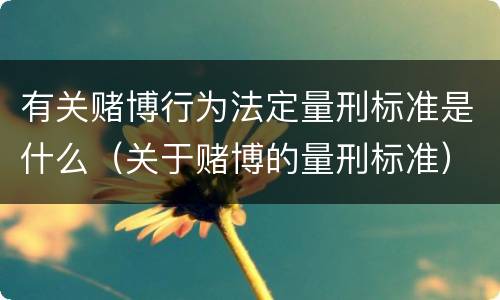 有关赌博行为法定量刑标准是什么（关于赌博的量刑标准）