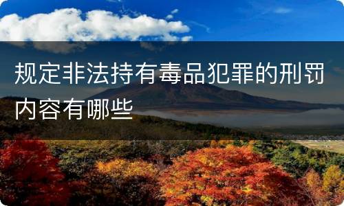 规定非法持有毒品犯罪的刑罚内容有哪些