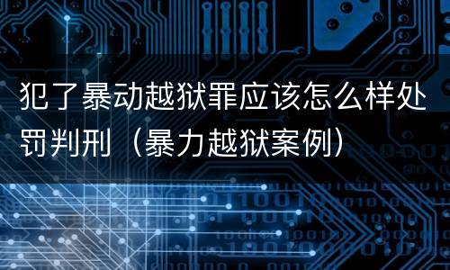 犯了暴动越狱罪应该怎么样处罚判刑（暴力越狱案例）