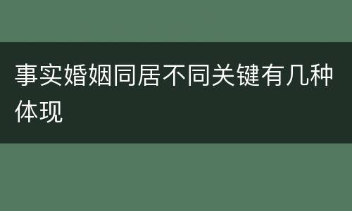 事实婚姻同居不同关键有几种体现