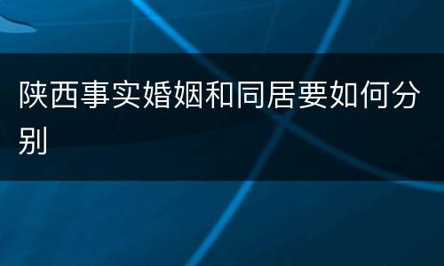 陕西事实婚姻和同居要如何分别