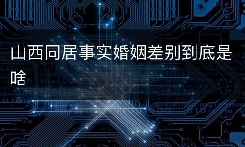 山西同居事实婚姻差别到底是啥