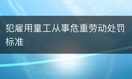 犯雇用童工从事危重劳动处罚标准