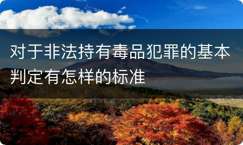 对于非法持有毒品犯罪的基本判定有怎样的标准